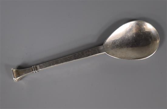 A modern planished silver spoon by the Guild of Handicrafts, London, 1990, 14cm.